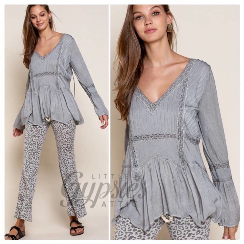 POL Stone Grey Tie it Up Bohemian Tunic - Picture 5 of 12